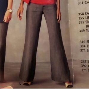 NWT Cabi 371 gray 100% linen Sailor wide leg pant T1259